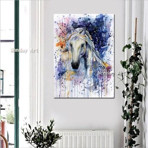 Handpainted Modern horse Oil Paintings on canvas animal painting wall Picture For Living Room restaurant office bar decoration