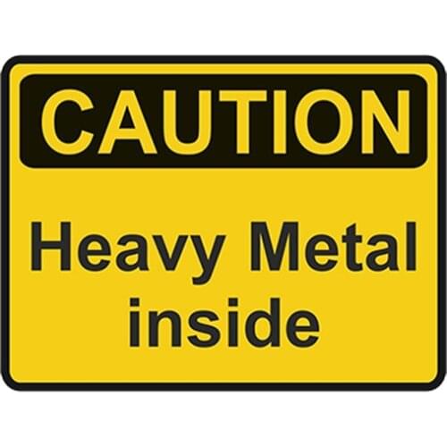 SZWL Waterproof Car StickerCaution Heavy Metal Inside Warning Sticker Decal Bumper Danger Loud Music Auto Accessories,13cm*9cm