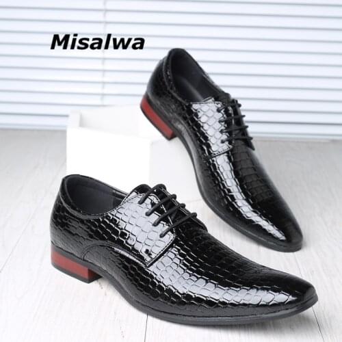 Misalwa Dropshipping Casual Men Dress Shoes Stone Grain Red Men Party Oxford Shoes Club Party Shoe Italian Pointed Loafers