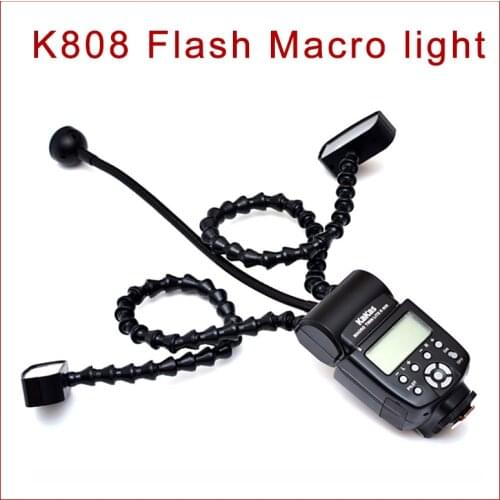 K808 Universal Flash for DSLR Canon Sony Nikon K-808 Camera Flash Macro light With Dual Light Flexible Macro LED Speedlight