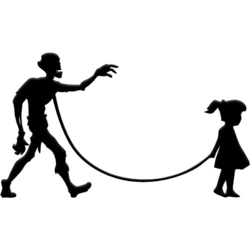 Girl Walking A Zombie Vinyl Decal Sticker Car Window Wall Bumper Funny Dead Jdm