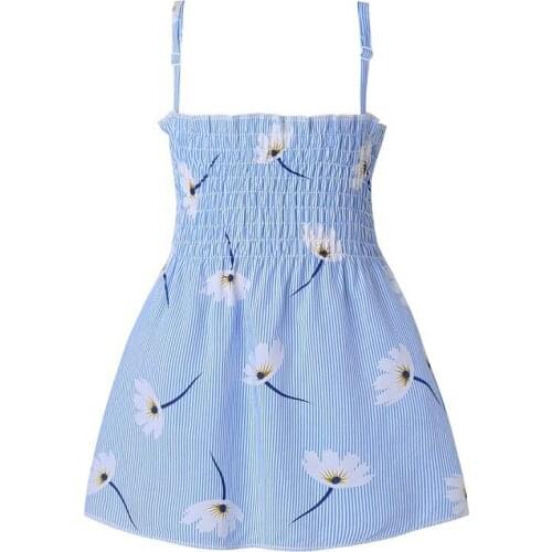 High-end Childrens Summer Clothing Flower Printing Dresses Girls' Floral Pastoral Sling Dress Cute Princess Sleeveless Dress