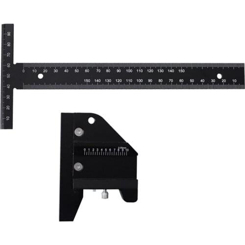 12" T-Type High Precision Multifunctional Woodworking Ruler Scriber Measurement Carpentry Marking Gauge Carpenter Tools Kit Set