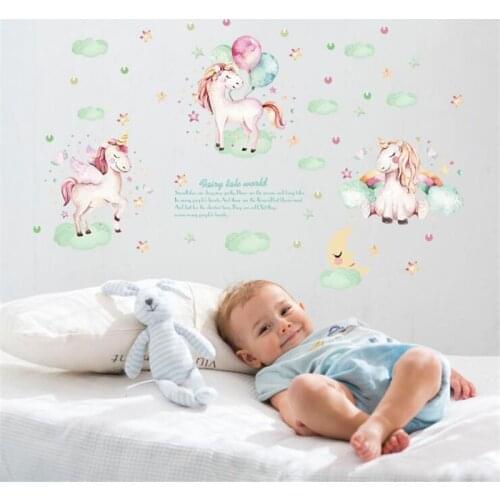 Vivid Cartoon Unicorn DIY Wall Sticker Living Room Bedroom Wall Decoration Home Decor wall stickers for kids rooms
