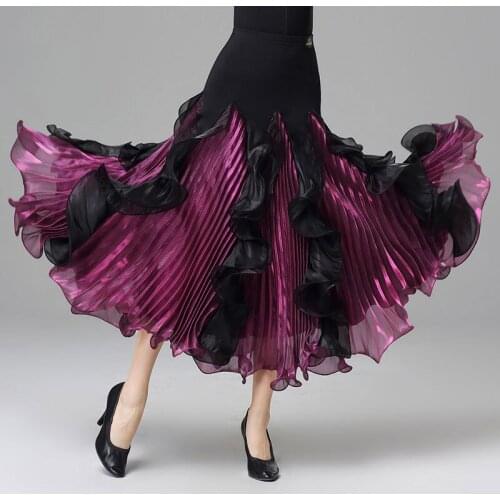 National Standard Dance Skirt Lotus Leaf Lace Ballroom Dance Big Swing Dance Skirt Flamengo Waltz Competition Dancewear DN7584