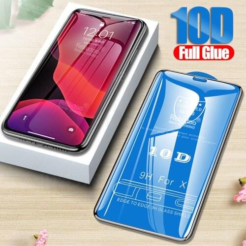 10D Full Glue protective glass For apple iphone 11 pro max X XS XR tempered glass aifon 12 mini 7 8 plus screen protector Film