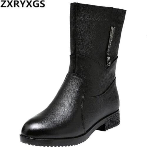 HOT 2019 New Autumn and Winter Boots Women Shoes Fashion Rhinestone Cow Leather Boots Large Size Soft Comfort Warm Women Boots