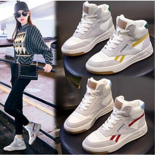 High-top Casual Flat Sports Shoes Genuine Leather Breathable Woman Sneakers Autumn Winter Women Shoes Lace Up Zapatos De Mujer