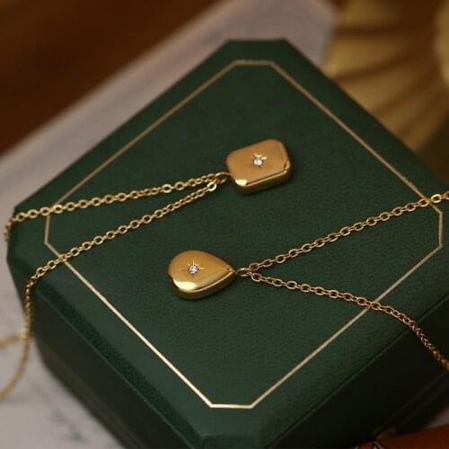 2021 Fashion Square Water Drop Pendant Long 18k Gold Chain Necklaces for Men Female Stainless Steel AAA Zircon Jewelry for Women
