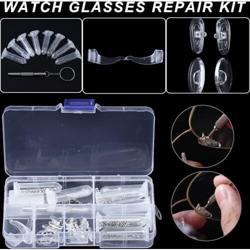 1set DIY Sunglasses Glasses Watch Screws Assorted Screws Repair Part Tool Silicone Nose Pads Eyewear Parts