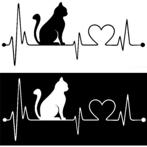 1pc cute Pet Cat Heartbeat Lifeline Vinyl Decal Creative Car-Stickers Car-Wall-Styling Automotive Interior Decoration