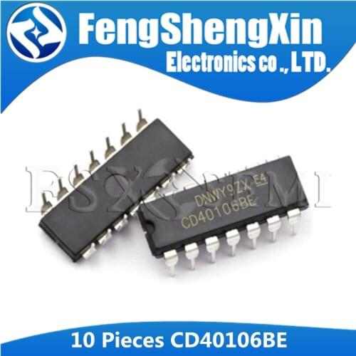 10pcs/lot CD40106BE DIP-14 CD40106 CMOS Hex Schmitt Triggers IC
