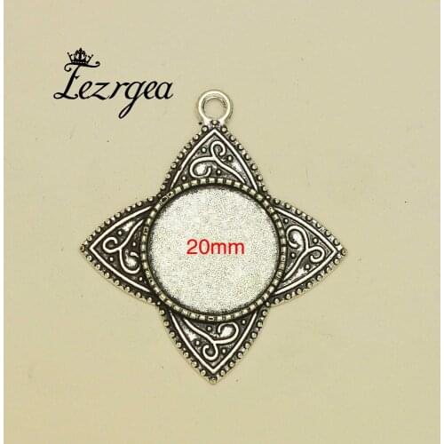 15pcs/lot--20mm Inner Antique Silver/Bronze plated flower style Cabochon Base Setting Charms Pendant, Jewelry accessories
