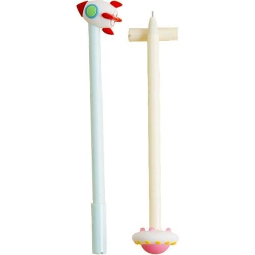 2 Pcs Creative Black Gel Pen 3D Rocket Style Gel Pen Novelty Decompression Pen for Children Student Adult Writing