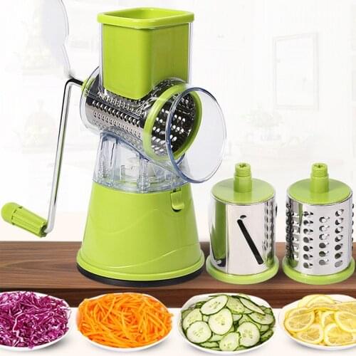 3In1 Hand-Cutter Vegetable Stainless Steel Multi-Function Drum Rotary Grater Fruit Potato Onion Slicer Kitchen Tool Food Chopper