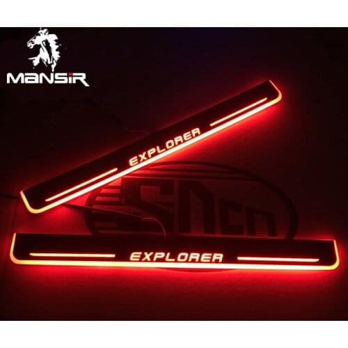 4PCS Door Acrylic Sill Plate Guard Light For Ford Explorer 2011 2012 2013 2014 Pedal Pathway Welcome Car Scuff Led Lights