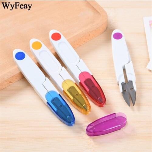 4Pcs/Lot Wear Cover Portable U Shape Embroidery Cross-stitch Craft Thread Cutter Sewing Scissors Yarn Shears Thread Scissors