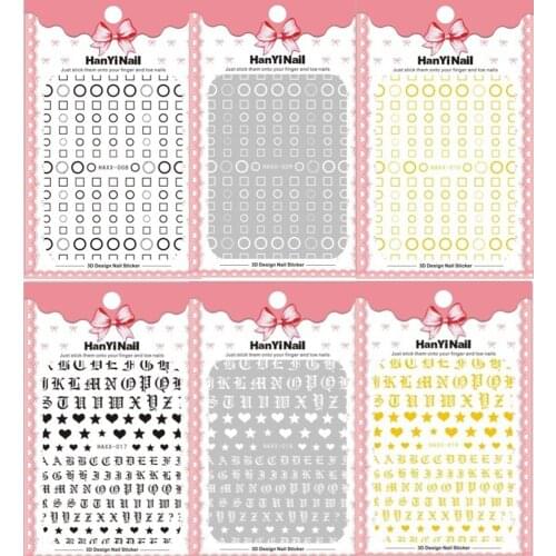 50pcs Nail Art Sticker Leaf Geometry Figure Decorative Metal Gold Black Design Adhesive Decals for Nail Art Decoration Manicure