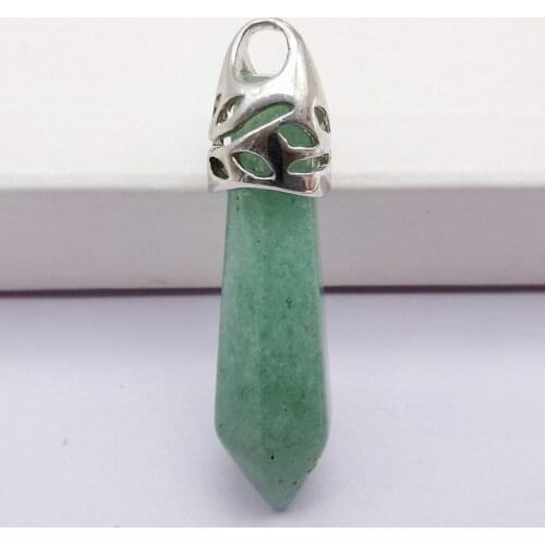 8x38MM Green Aventurine Stone GEM Pillar Pendant Jewelry S211