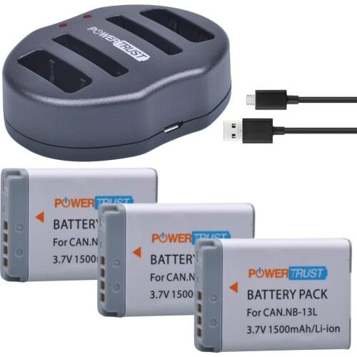 3Pcs NB-13L 1500mAh NB 13L NB13L Battery + Dual USB Charger for Canon PowerShot G5 X G5X G7 X Mark II G7X G9 X G9X SX720 HS