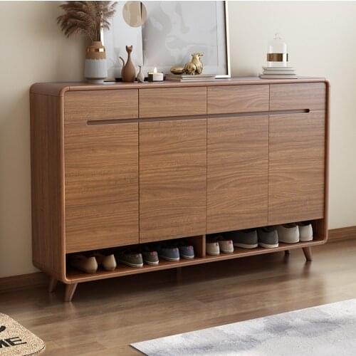 Household Multi-layer Solid Wood Shoe Cabinet Door Small Apartment Living Room Porch Balcony Large sStorage Capacity