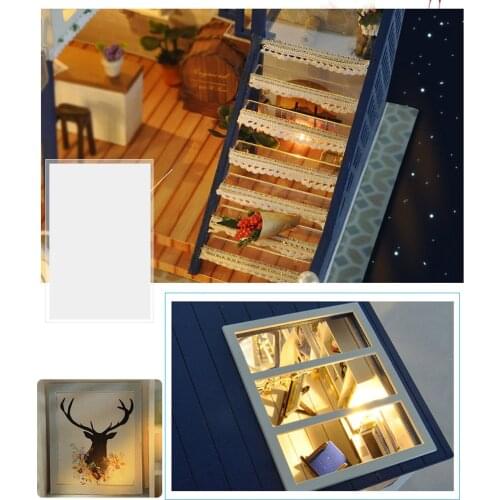 DIY House Wooden Miniature Doll Houses Miniature Christmas Birthday Gifts