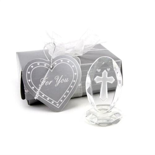 Elegant Crystal Wedding Favors Party Supplies Creative Cross Standing Favors With Gift Box LX1619