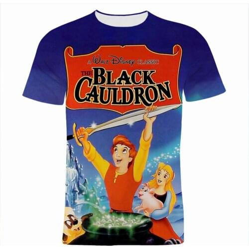 Short Sleeve Mens T-shirt Disney The Black Cauldron Cartoon Anime Women Clothing 3D Print Summer Children T Shirts