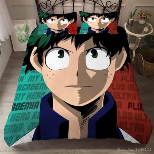 3D Cartoon My Hero Academia Bedding Set Comforter Cover /Duvet Cover Pillowcase Set for Boys and Girls Twin Full Queen King Size