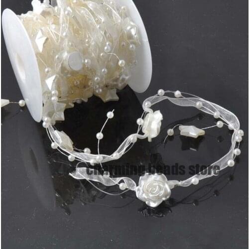 5 Meters Fishing Line Artificial Pearls Beads Chain Garland Flowers DIY Wedding Party Decoration Products Supply cp0297