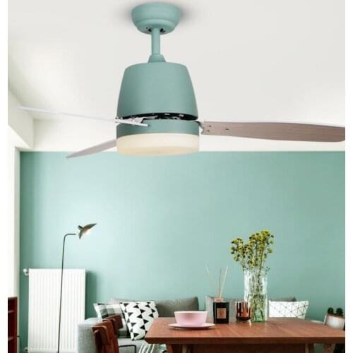 Macaron fan light modern minimalist children fan chandelier home decoration restaurant led wood leaf ceiling fan light