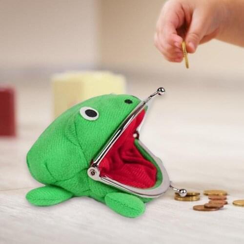 Cute Green Frog Coin Bag Cosplay Props Plush Toy Portable Wallet Case Moisture-proof High-temperature Prevention For Daily Use