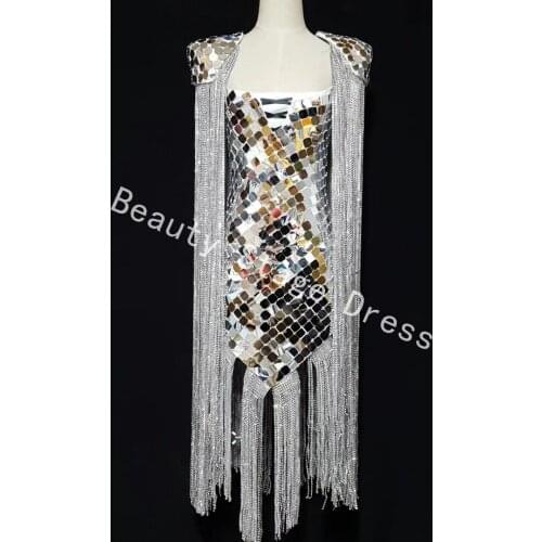 Fashion Sparkly Rhinestone Tassel Bodysuit Shining Women Sexy Party Crystals Outfit Set Costumes Stage Nightclub Party Wear