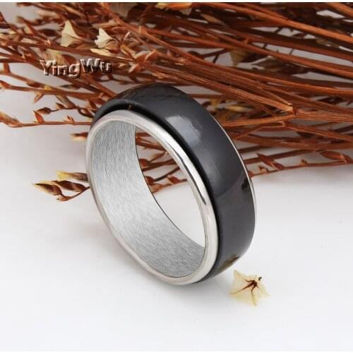 Yingwu 8mm Basic Titanium Stainless Steel Ring Rotatable Wedding Band Rings for Men Male Wholesale 20pcs