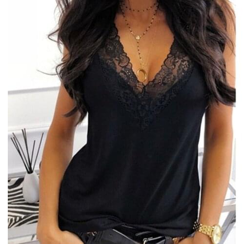 2021 New Sexy Women Fashion Solid Color Lace Clothing Female Hollow Stitching Vests Ladies Slimming Bottoming Shirt Tops