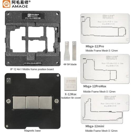 Amaoe Motherboard Middle Frame BGA Reballing Stencil Platform For iPhone 12 mini/12 Pro Max Middle Layer Planting Tin Template