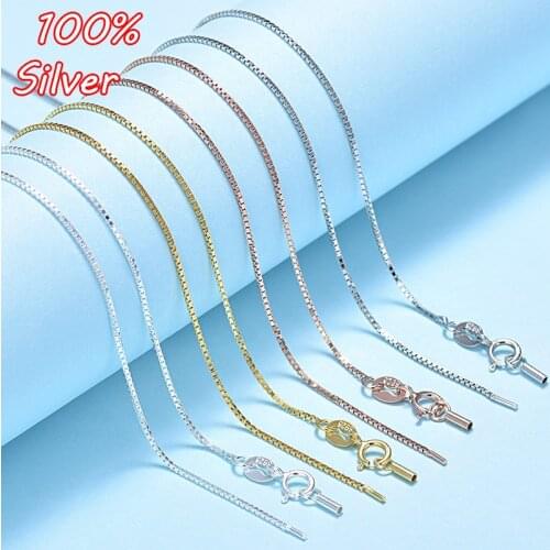 Authentic 925 Sterling Silver Necklace Fashion Popular Box Chain for Man Woman Necklace Pendant DIY Accessories Jewelry Making