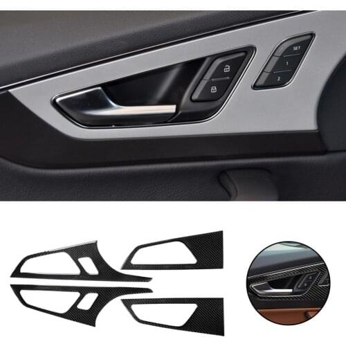 4Pcs Handle Frame Trim Self-adhesive Black Inner Door Handle Outer Frame Sticker for Audi New Q7 SQ7 4M 2016 2017 2018 2019