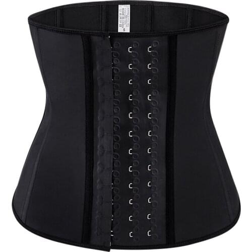 Shinning Latex Waist Trainer Spiral Steel Boned Black Waist Slimming Cincher 3 Hooks Eyes Corset Underwear Corselet Plus Size