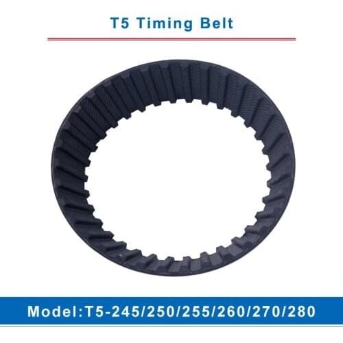 T5 Timing Belt Model T5-245/250/255/260/270/280 Rubber Belt Teeth Pitch 5mm Transmission Belt Width 10/15/20/25/30/35/40/45/50mm