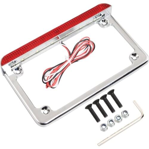 Universal 2 Color LED License Plate Frame With LED Tail Brake Light Motorcycle For Honda Suzuki Yamaha Kawasaki