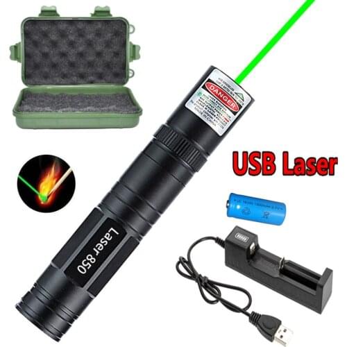 USB rechargeable green laser sight 5mw high-power combustion laser super far radiation 8000m green dot laser with 18650 battery
