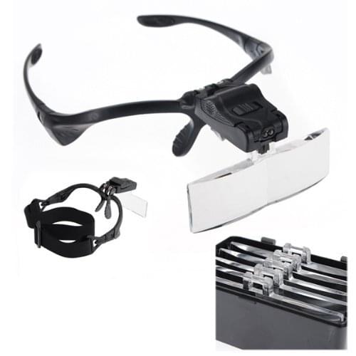 Eyelash magnifying glass Headband Magnifying Glass Eye Repair Magnifier LED 2X Loupe Optical Lens jeweler 2 lights eyewear