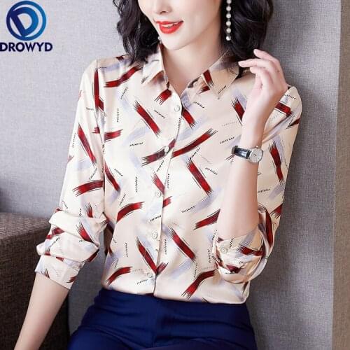 Korean Fashion Silk Women Blouses Office Lady Shirt and Blouse Striped Blusas Largas Plus Size XXXL Womens Tops and Blouses 2021