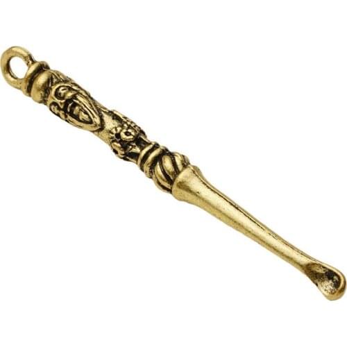 Vintage Brass Earpick Craft Elegant Ear Cleaner Earwax Spoon Ear pick Portable Key Chain Pendant Home Decoration Accessories