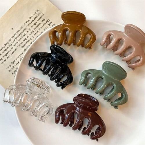 High Quality Geometric Acetate Hair Claws Middle Cross Hair Crabs Clip Solid Color Hair Clamp For Women Hair Accessories Hairpin