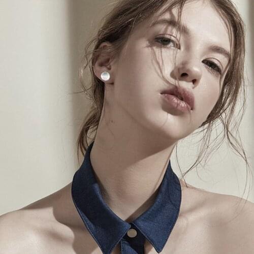 New Arrival Authentic 925 Sterling Silver Exquisite Round Simple Earrings for Women NewYear & Valentines Day Gift E035