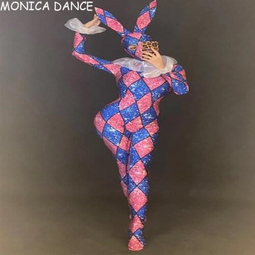 Women Sexy Stage Halloween Jumpsuit Bunny Girl Cosplay Costume DS Bar Performance Nightclub DJ Singer Gogo Collar Dance Costume