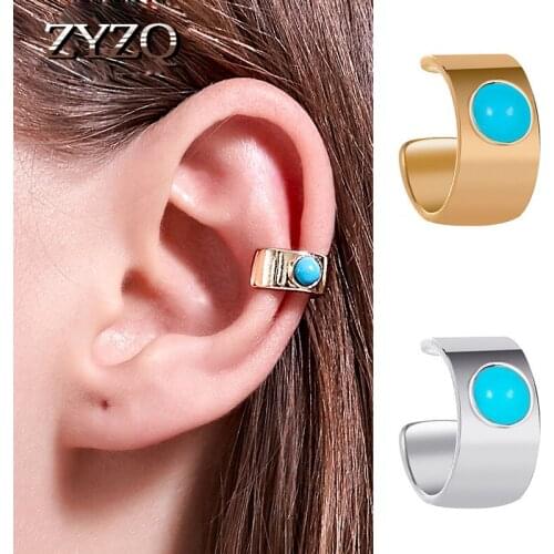 ZYZQ National Wind Earrings Wide Version of Ear Clip Personality Fashion U-Shaped Pierced Earrings