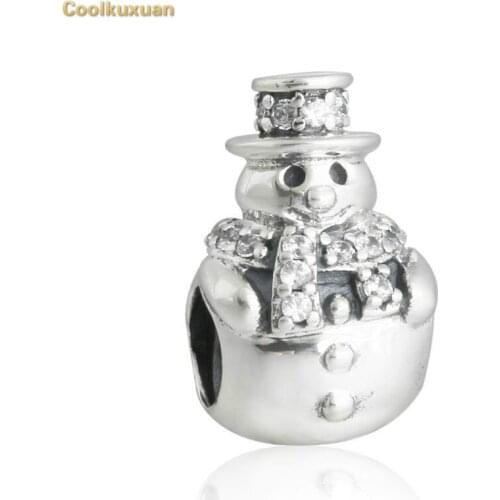 100% 925 Sterling Silver Sparkling CZ Hat Scarf Christmas Gift Snowman Charms Beads Fits Pandora Charms Bracelet Accessories